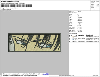 Levi Rectangle V2 Embroidery File 4 size