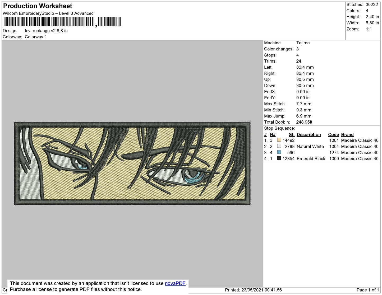 Levi Rectangle V2 Embroidery File 4 size
