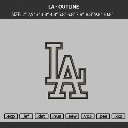 LA - Outline logo Embroidery Machine Design Files