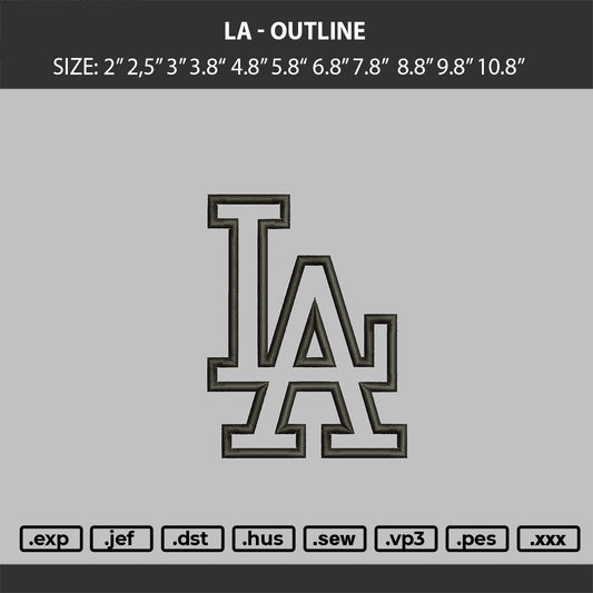 LA - Outline logo Embroidery Machine Design Files