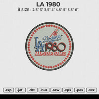 LA 1980 Embroidery File 6 size