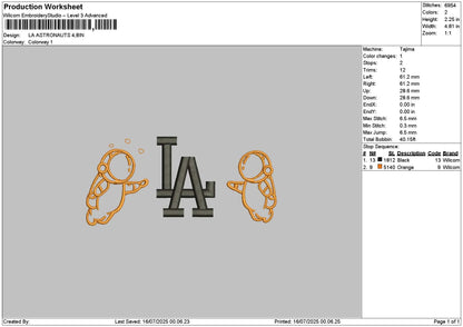 Astronauts 1507 Embroidery File 6 sizes