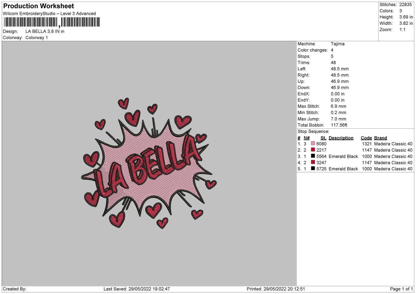 La Bella Embroidery File 4 size