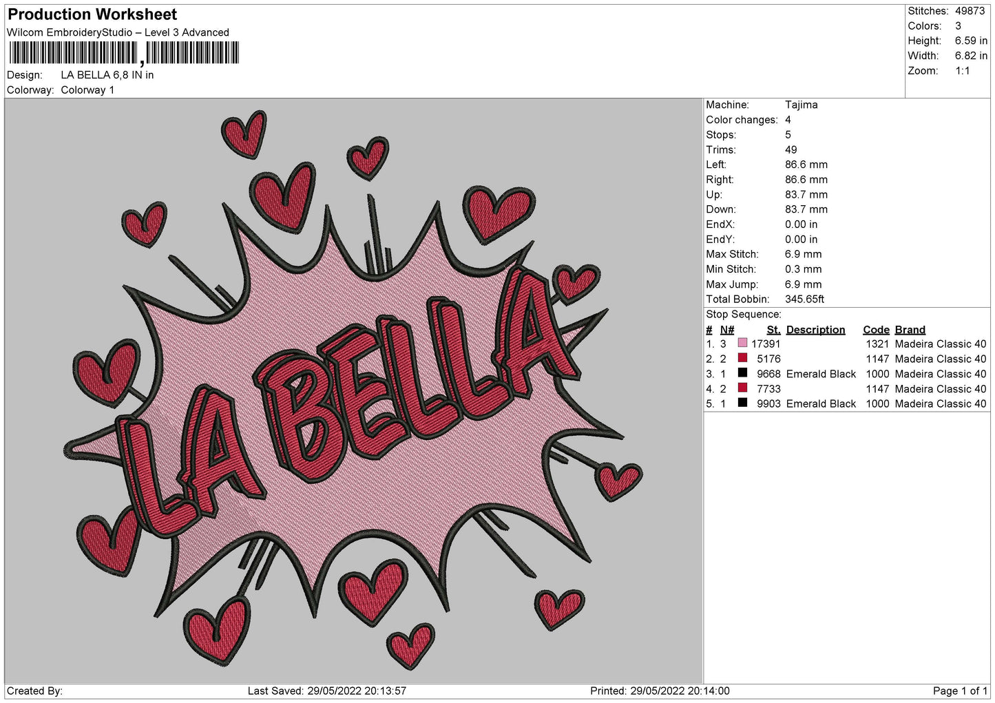 La Bella Embroidery File 4 size