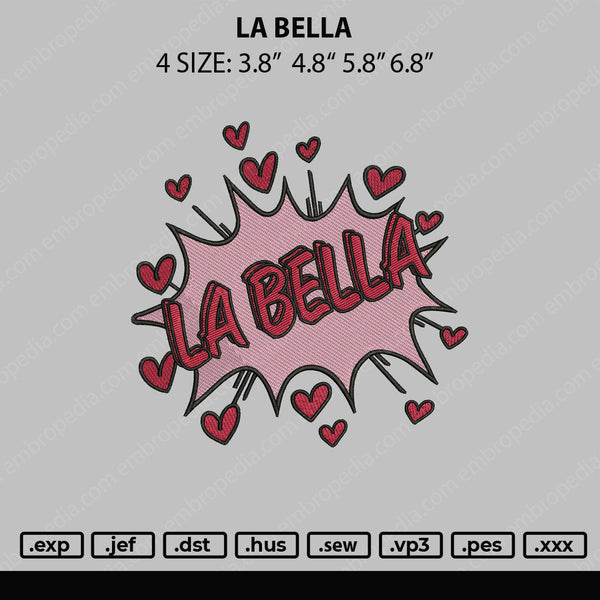 La Bella Embroidery File 4 size