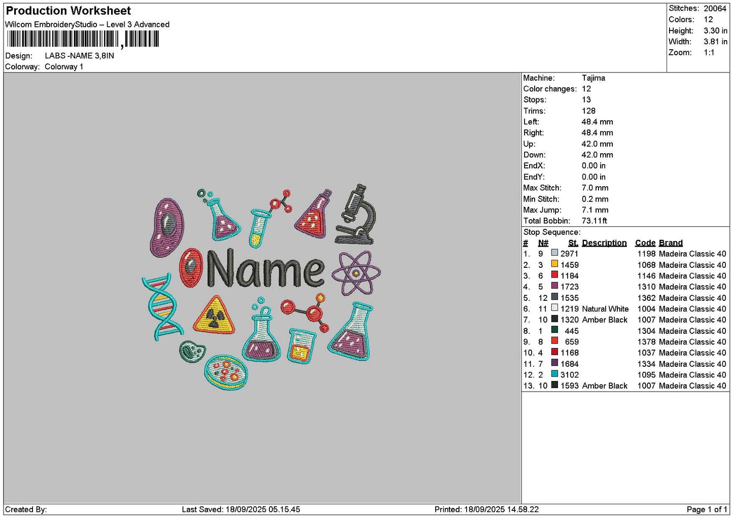 Nametext 1908 Embroidery File 6 sizes