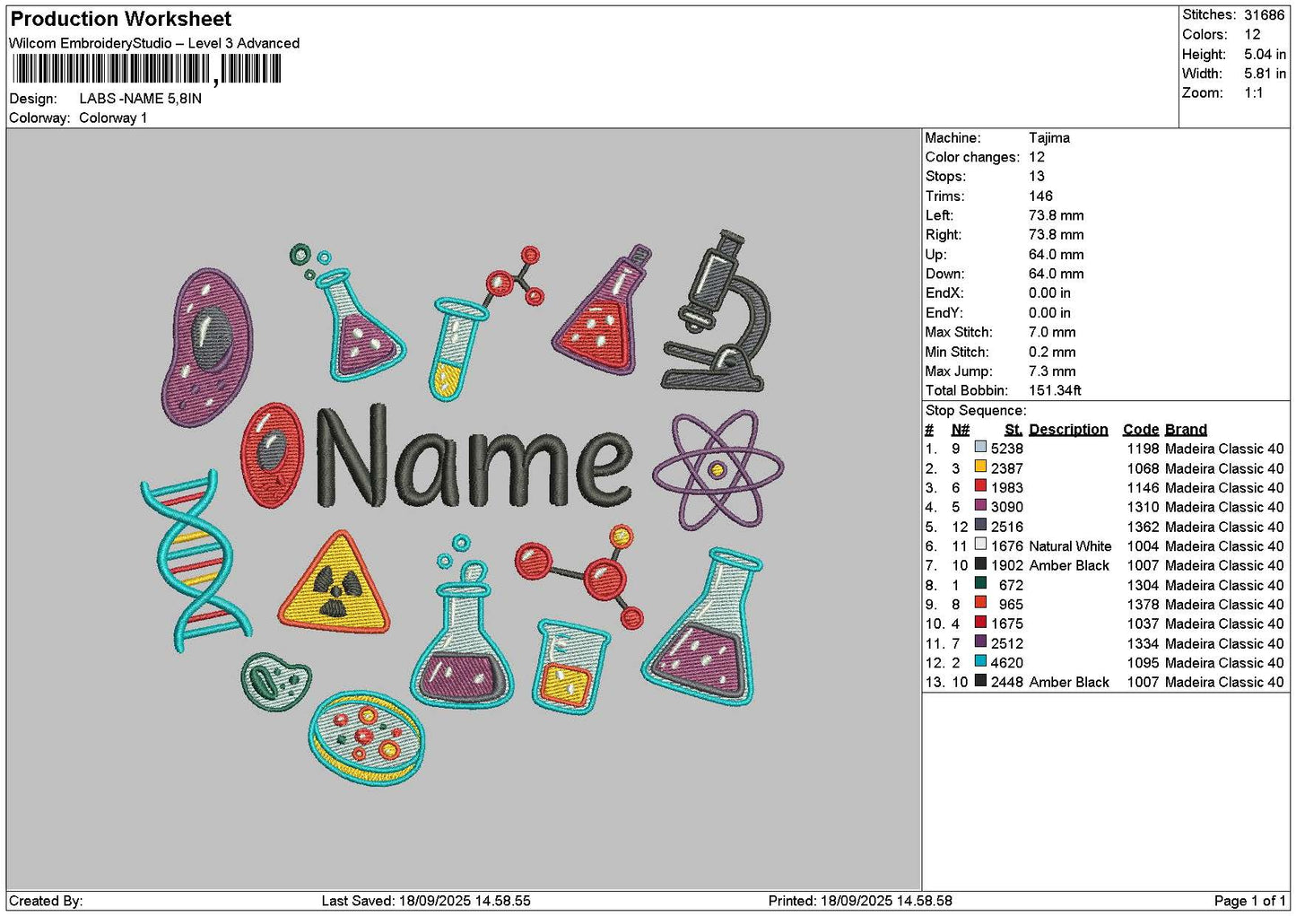 Nametext 1908 Embroidery File 6 sizes