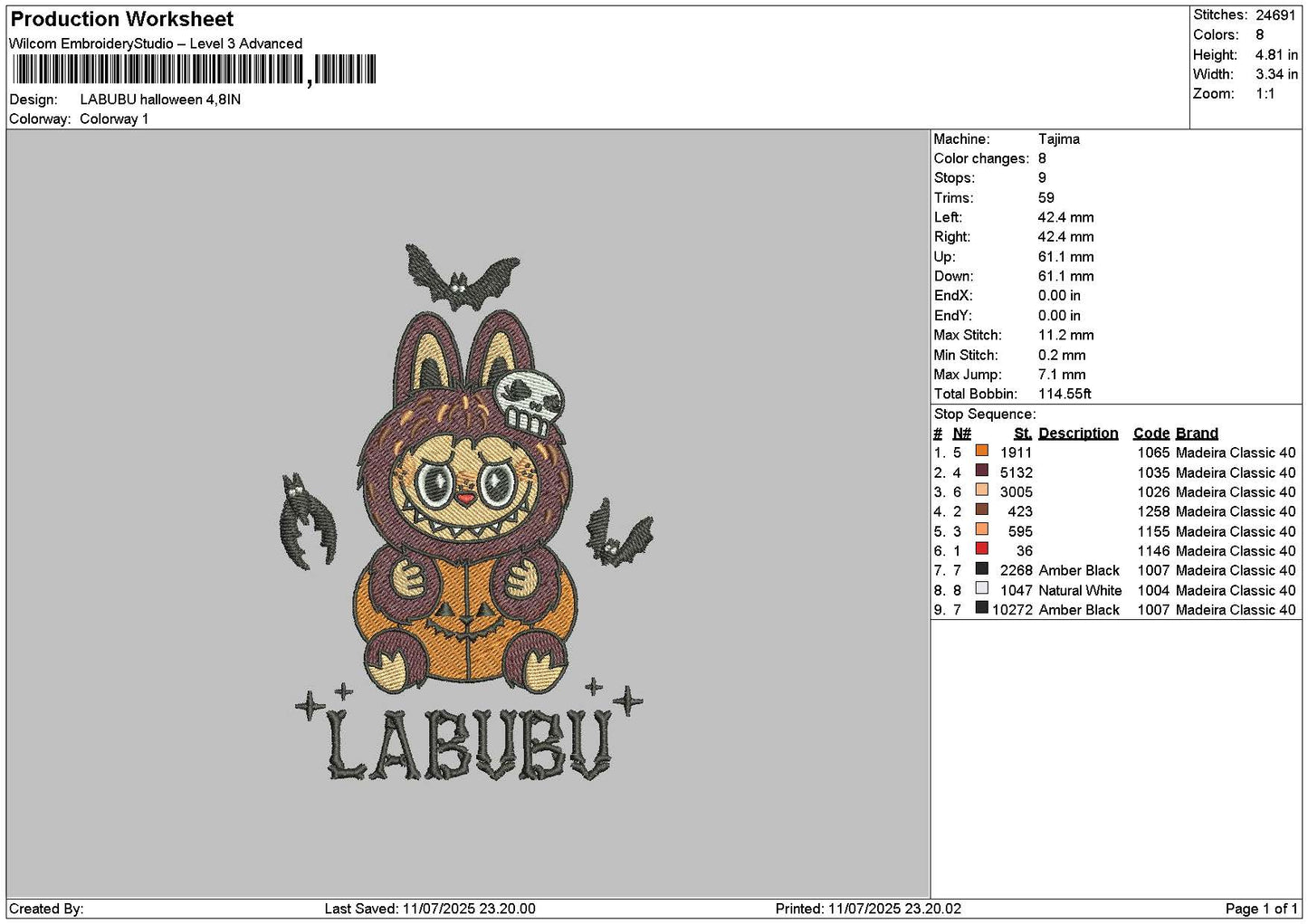 Labu Halloween Embroidery File 6 sizes