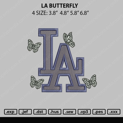LA Butterfly Embroidery File 4 size