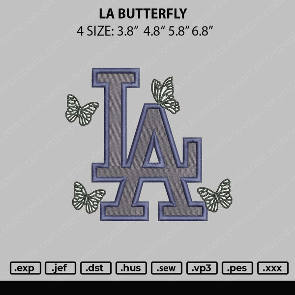 LA Butterfly Embroidery File 4 size