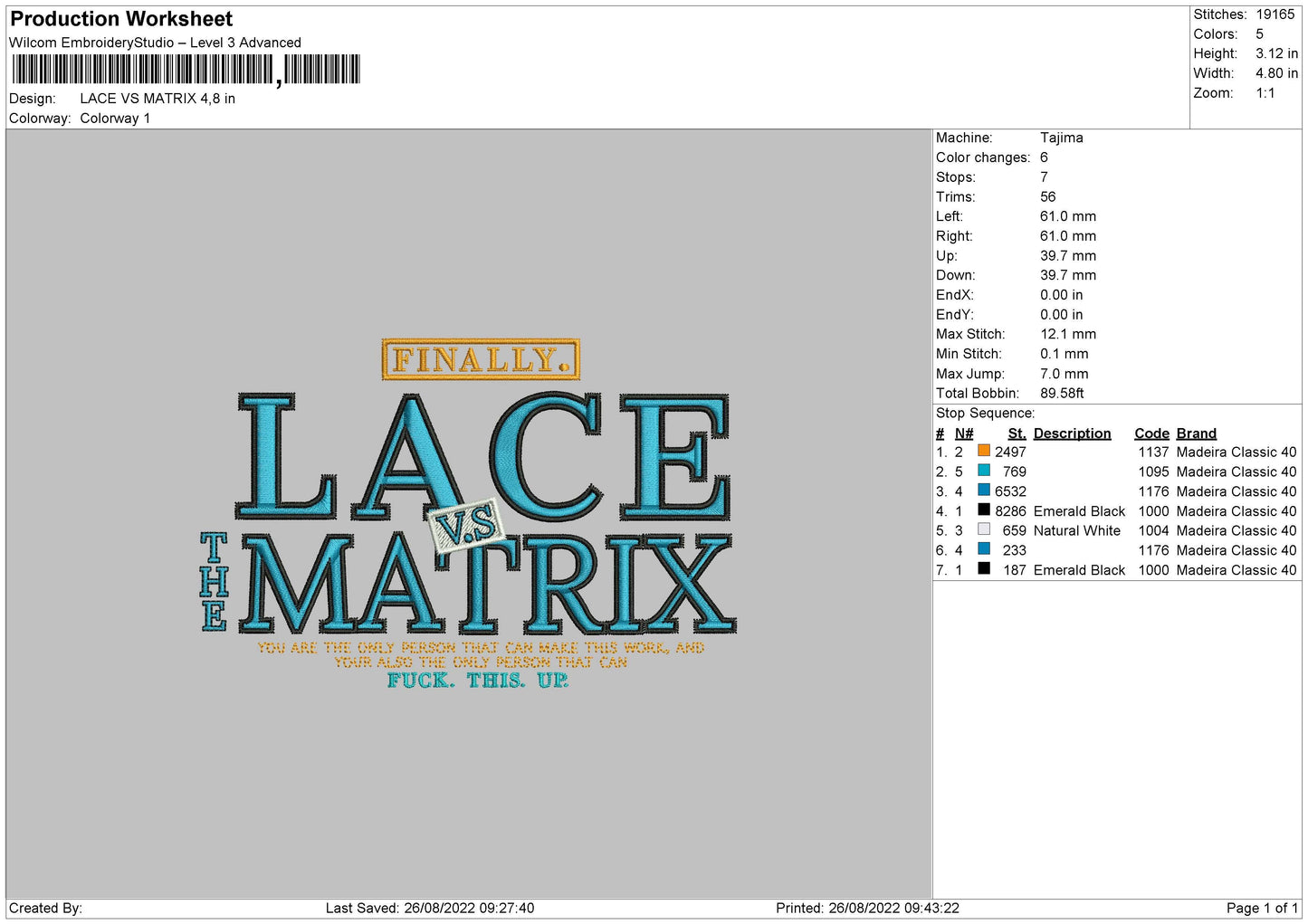 Lace Vs Matrix Embroidery File 5 sizes