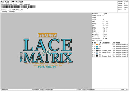 Lace Vs Matrix Embroidery File 5 sizes