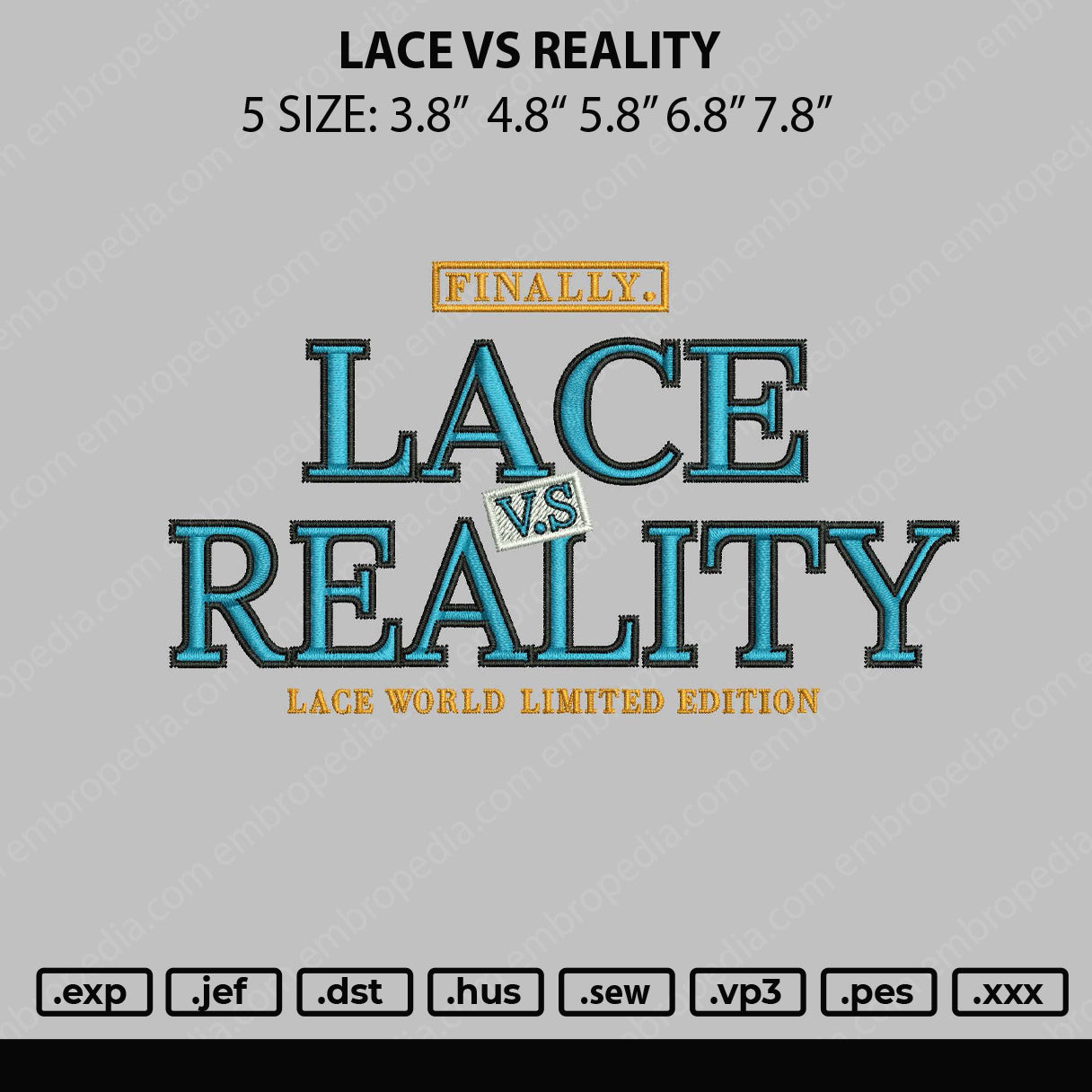 Lace Vs Reality Embroidery File 5 sizes
