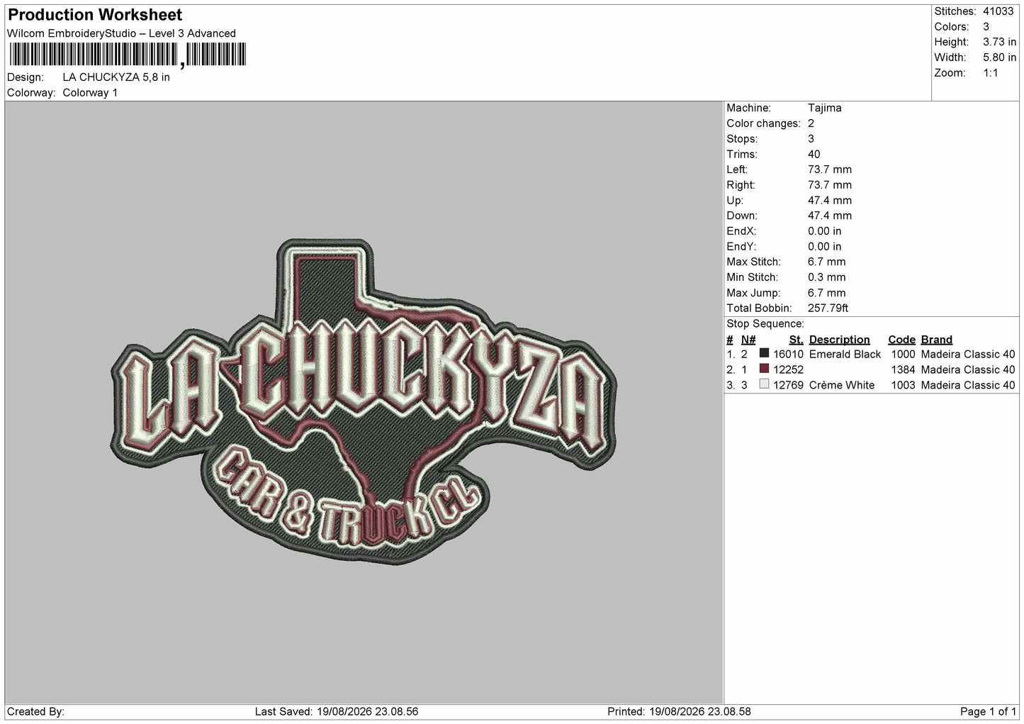 Chuckyzatext Embroidery Machine Design File 6 sizes