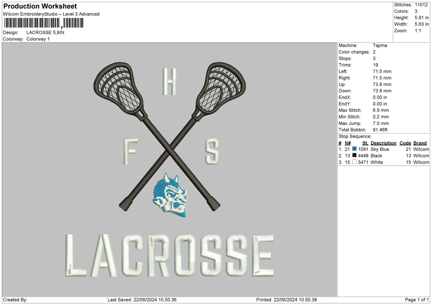 Lacrossetext Embroidery File 6 sizes