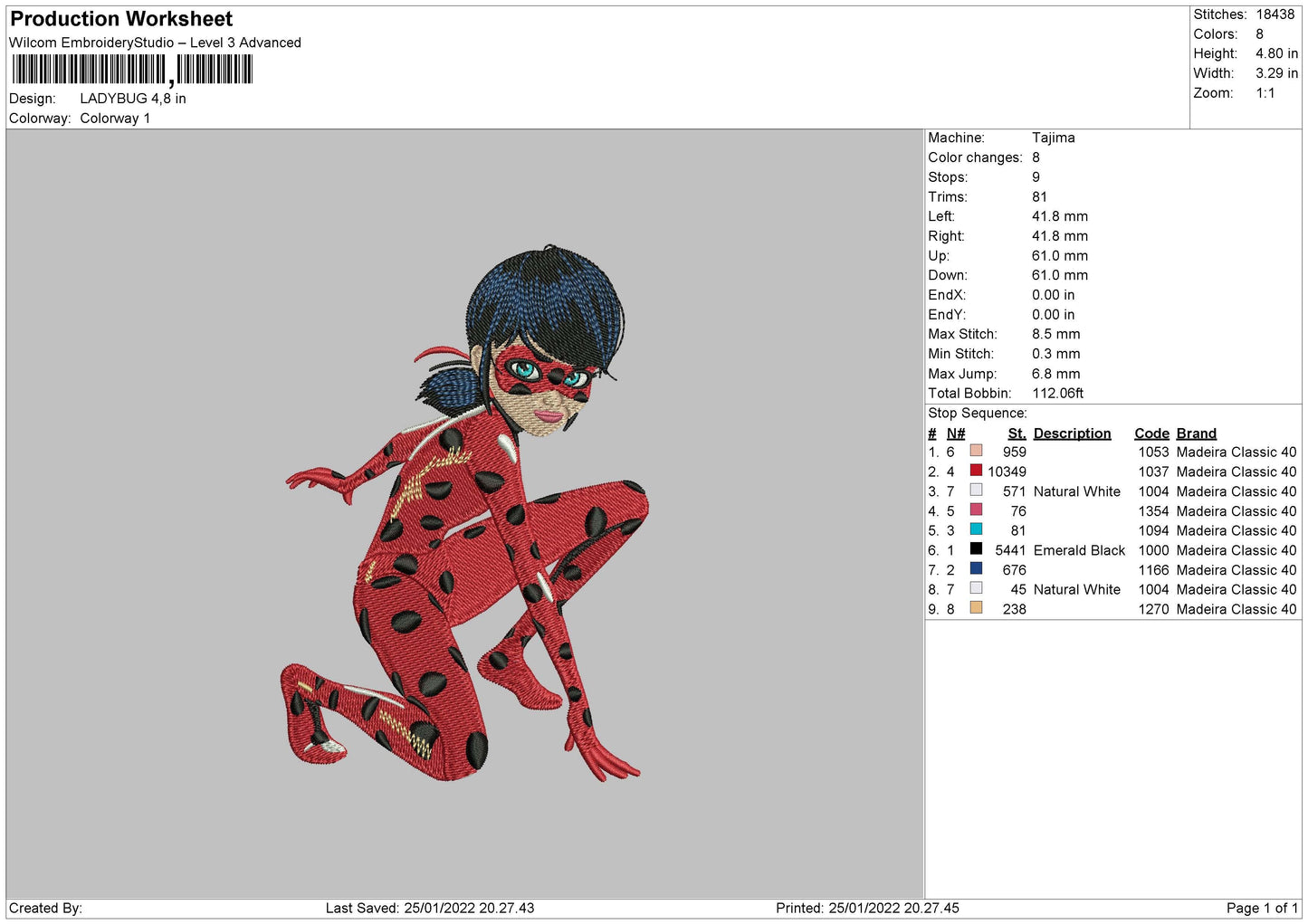 Ladybug Embroidery File 4 size