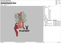 Lady Playboy Embroidery File 4 size