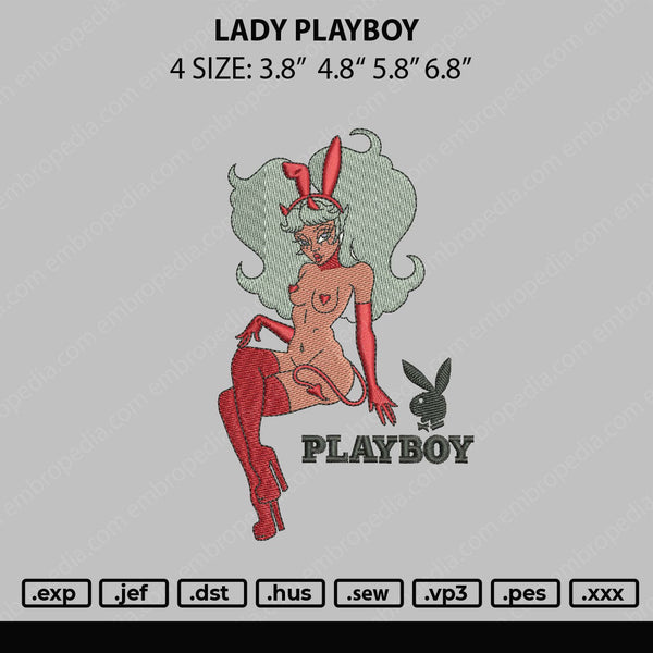 Lady Playboy Embroidery File 4 size