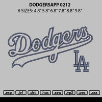 Dodgersapp 0212 Embroidery File 6 sizes