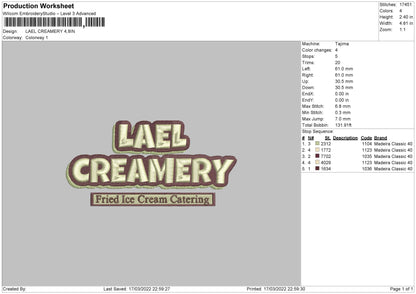 Leal Creamery Embroidery File 4 size