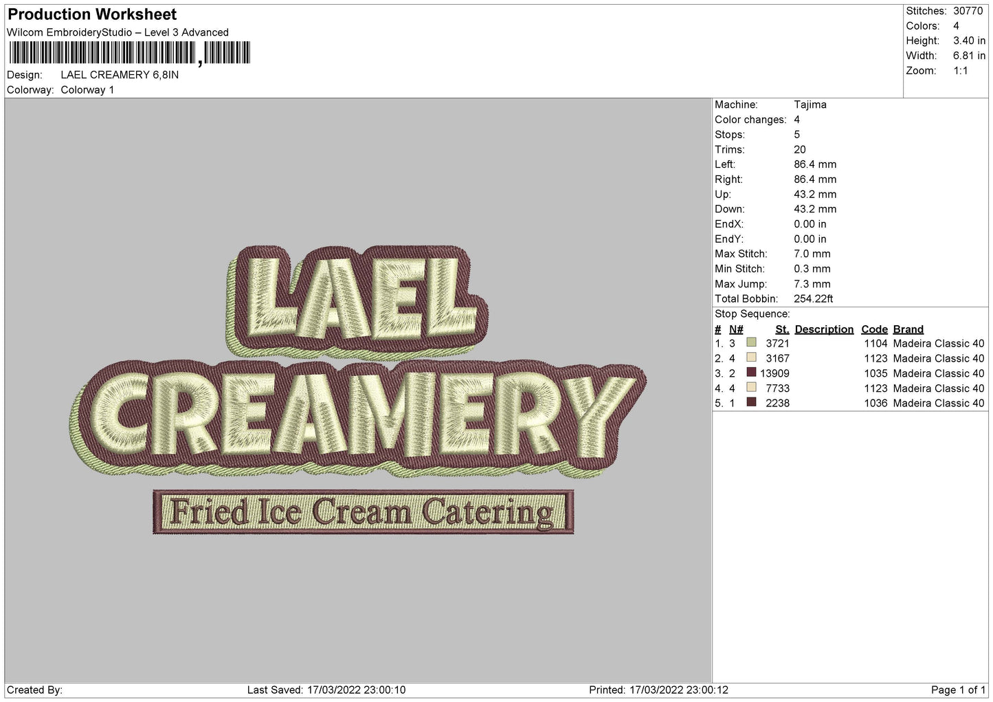 Leal Creamery Embroidery File 4 size