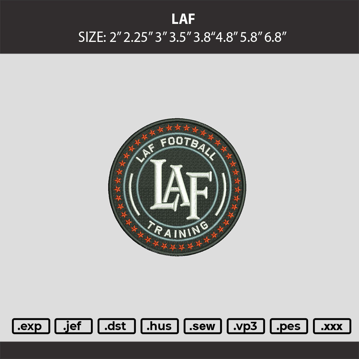 LAF logo  Embroidery Machine Design File