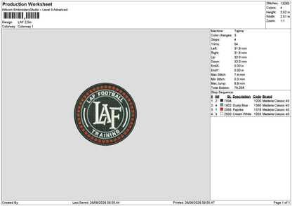 LAF logo  Embroidery Machine Design File