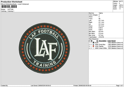 LAF logo  Embroidery Machine Design File