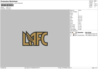 LAFC Embroidery File 4 size