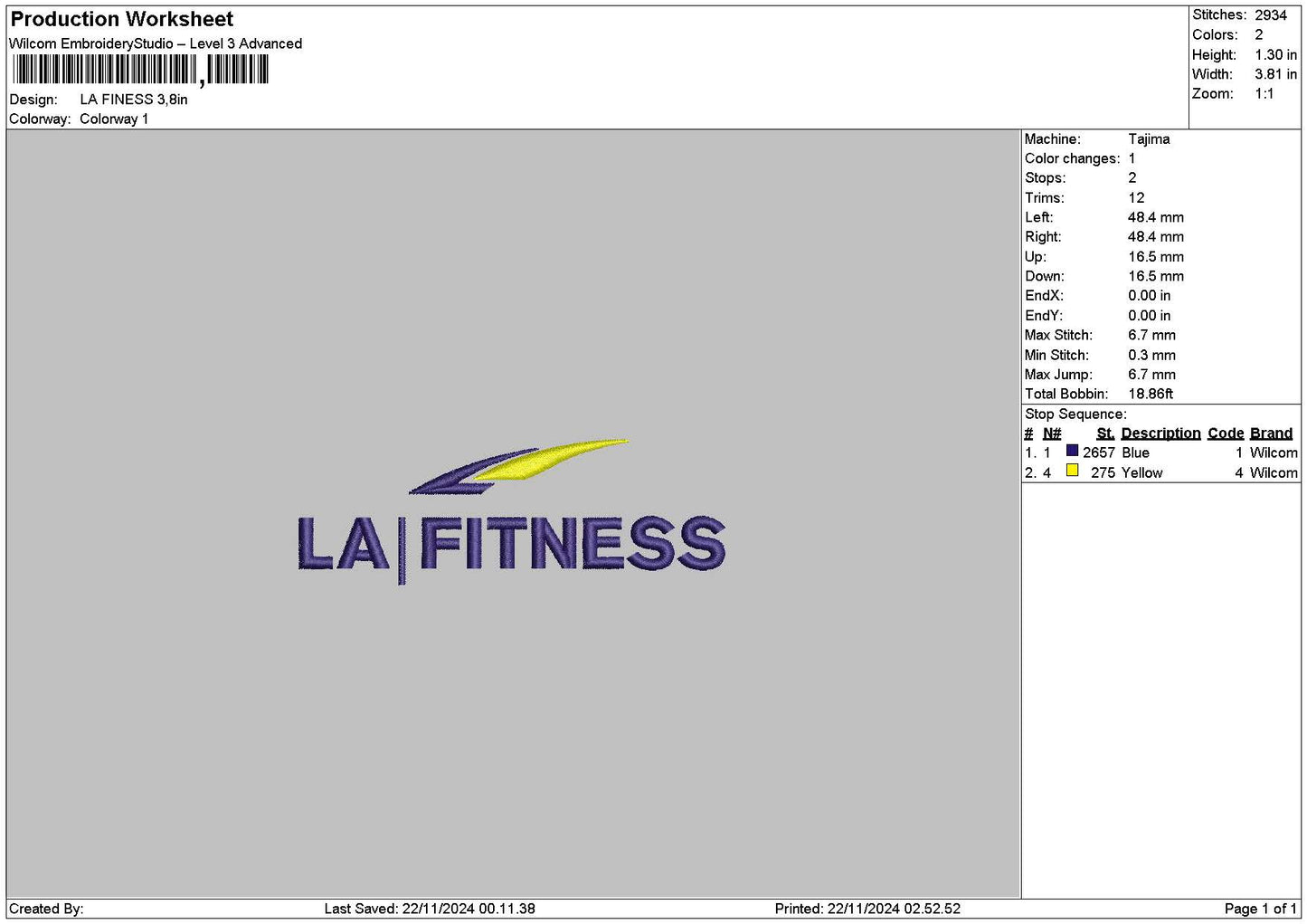 Fitnesstext Embroidery File 6 sizes