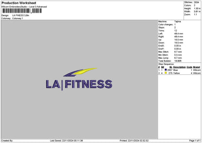 Fitnesstext Embroidery File 6 sizes