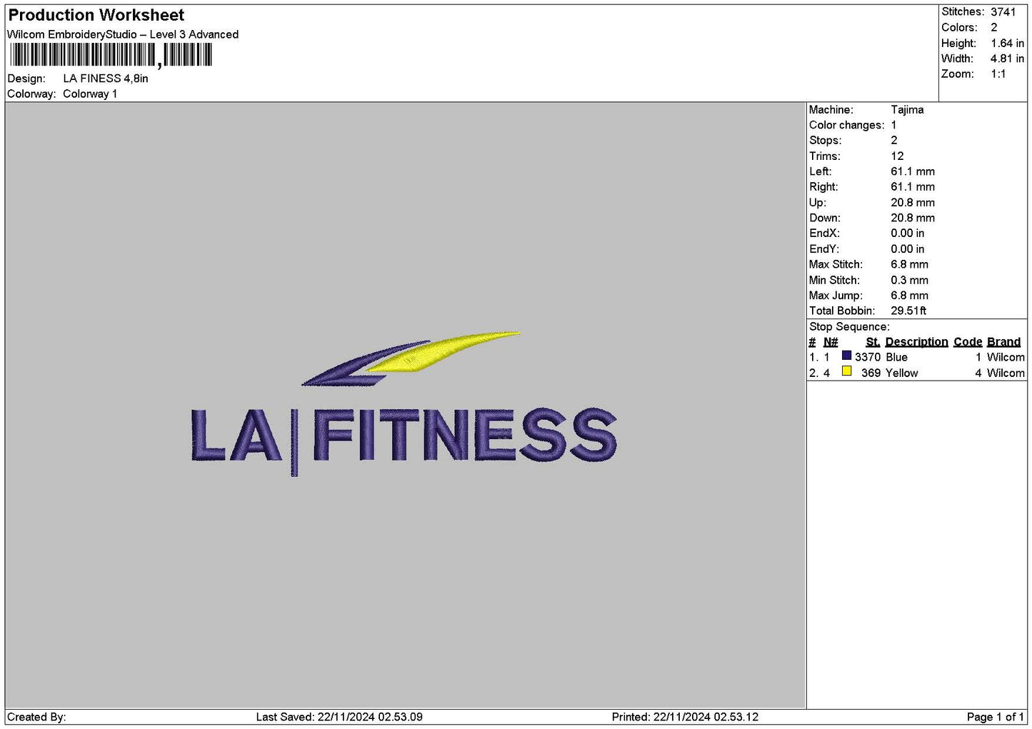 Fitnesstext Embroidery File 6 sizes