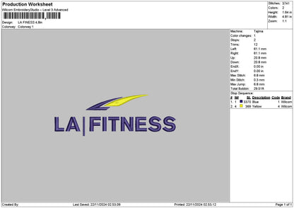 Fitnesstext Embroidery File 6 sizes
