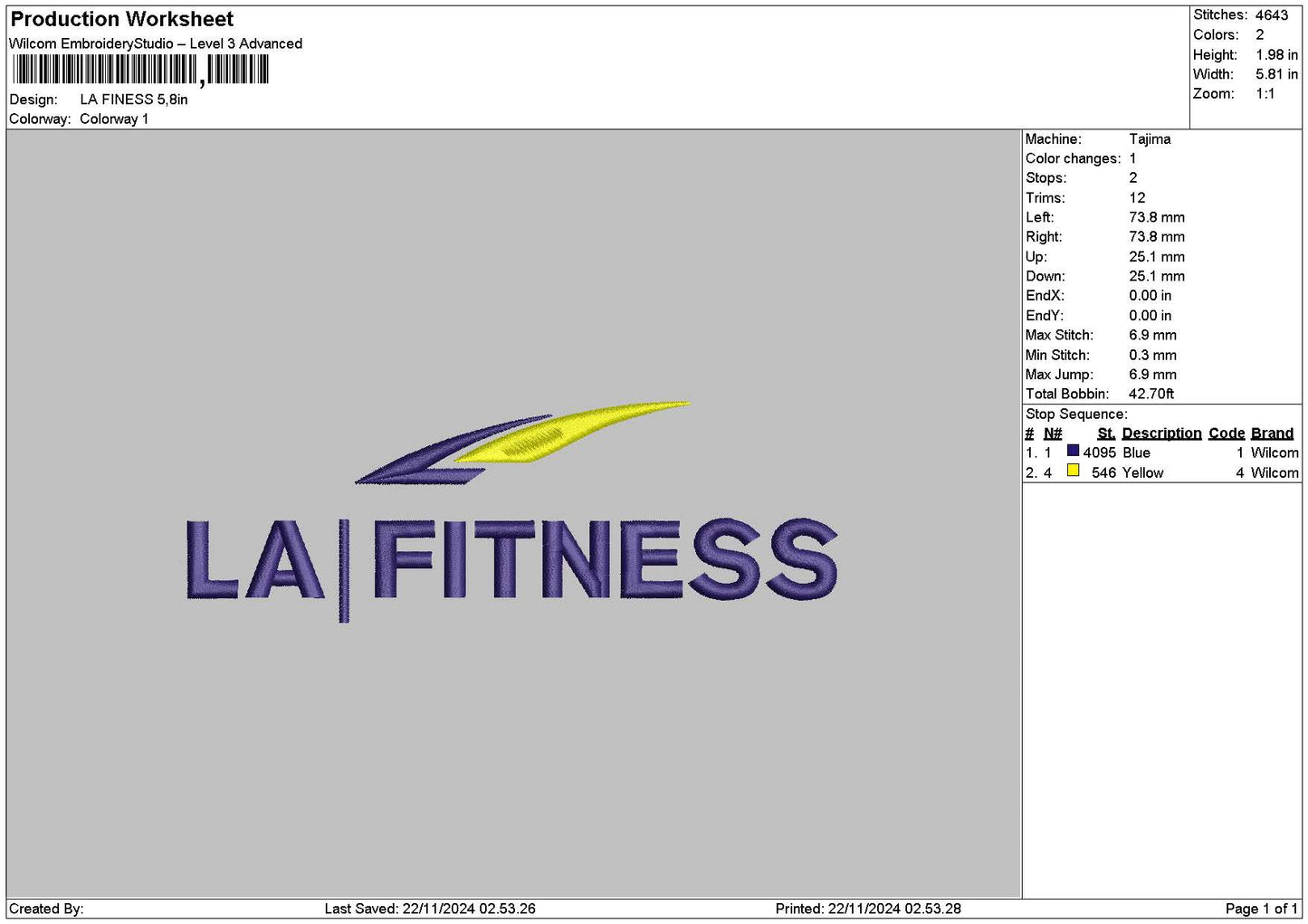Fitnesstext Embroidery File 6 sizes
