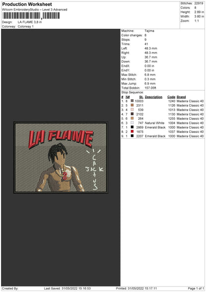 La Flame Embroidery File 4 size