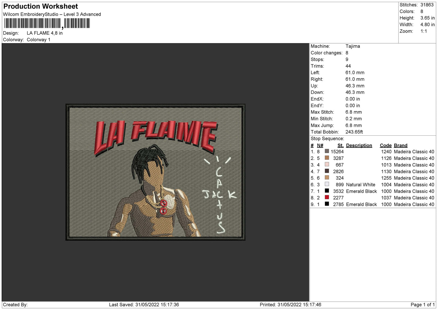 La Flame Embroidery File 4 size