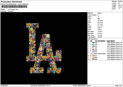 La Flowers Embroidery File 6 sizes