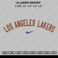 LA Lakers Swoosh Embroidery File 4 size