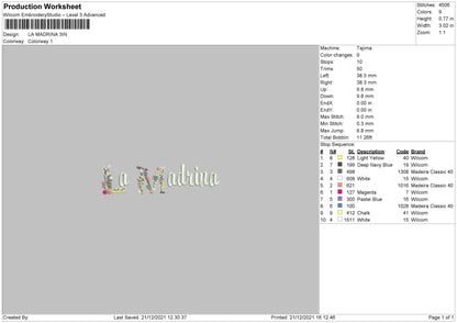 La Madrina Embroidery File 4 size