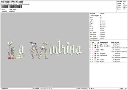 La Madrina Embroidery File 4 size