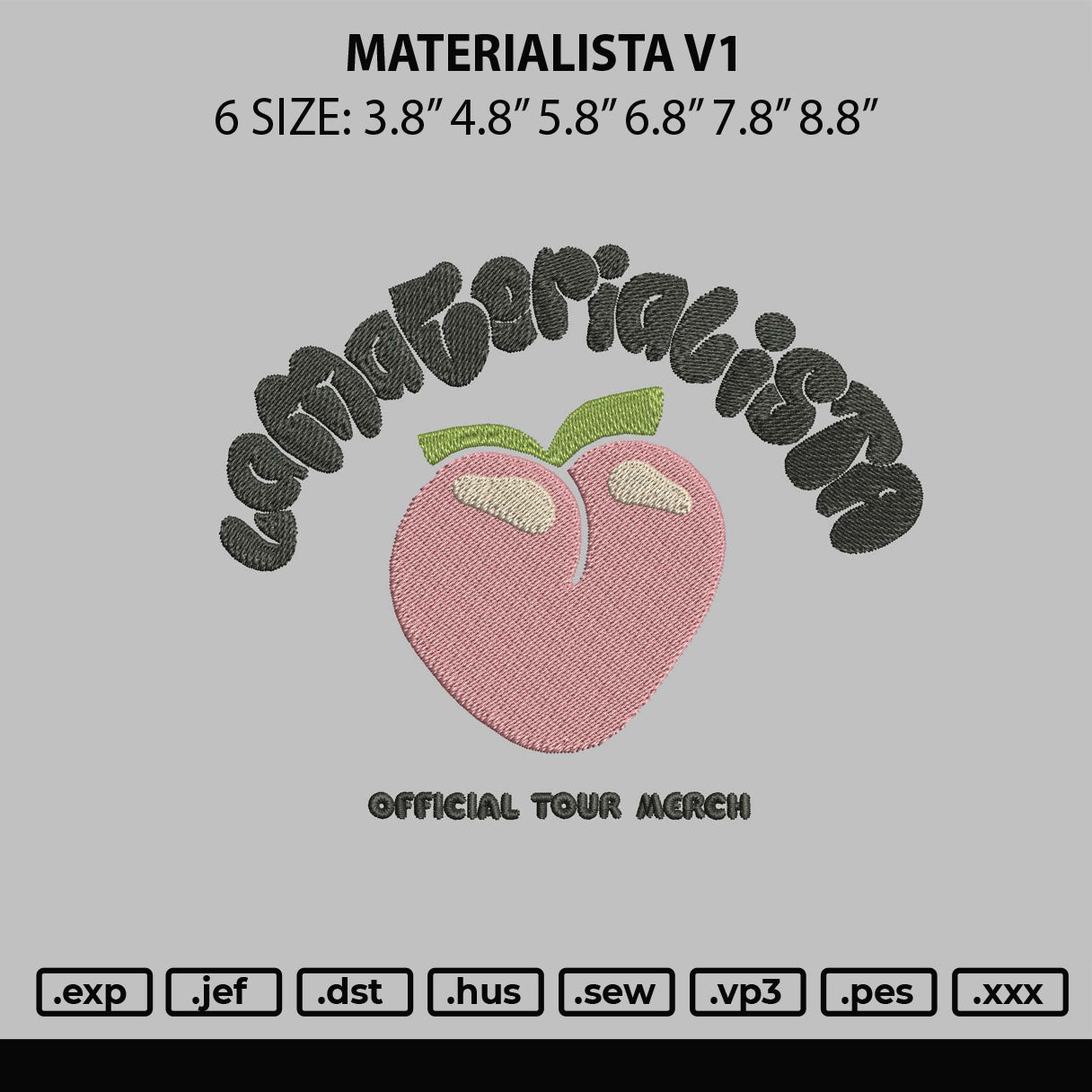 Materialista V1 Embroidery File 6 sizes