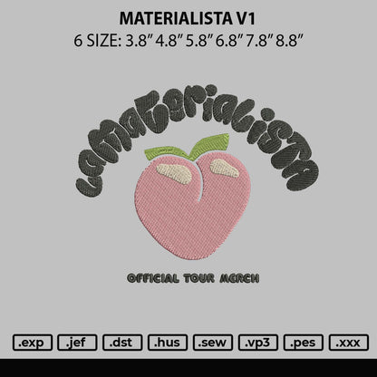 Materialista V1 Embroidery File 6 sizes