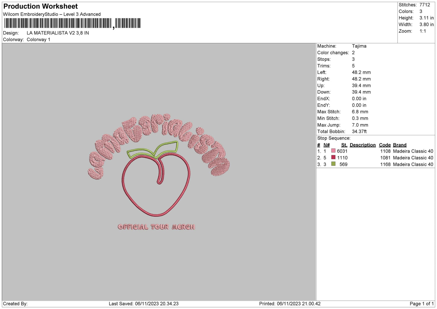 Materialista V2 Embroidery File 6 sizes