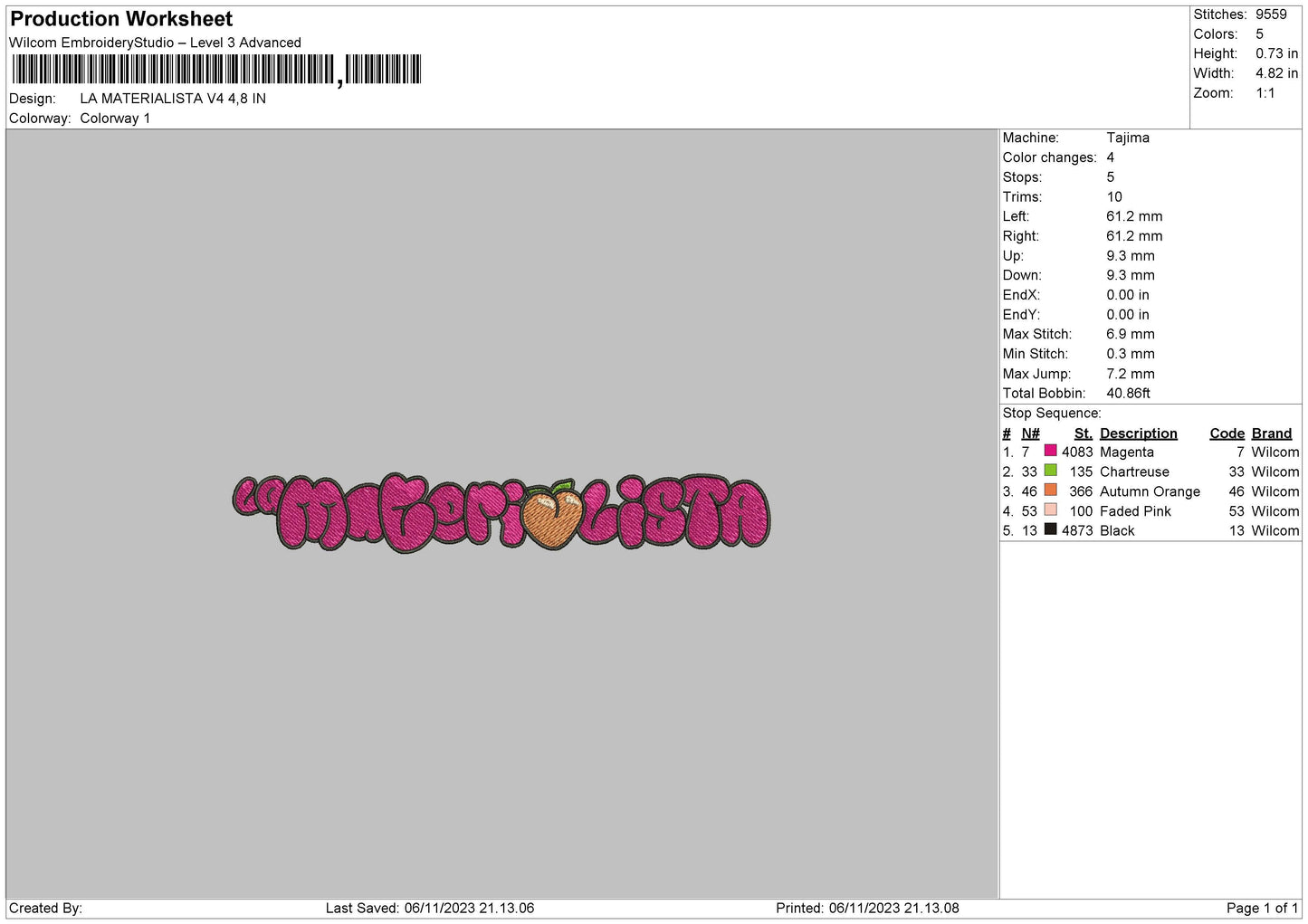 Materialista V4 Embroidery File 6 sizes