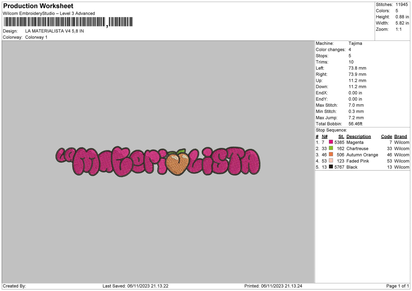 Materialista V4 Embroidery File 6 sizes