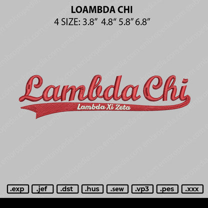 Lambdi Chi Embroidery File 4 size