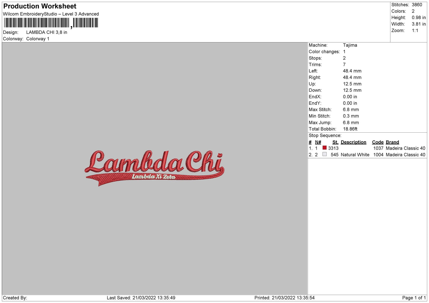 Lambdi Chi Embroidery File 4 size