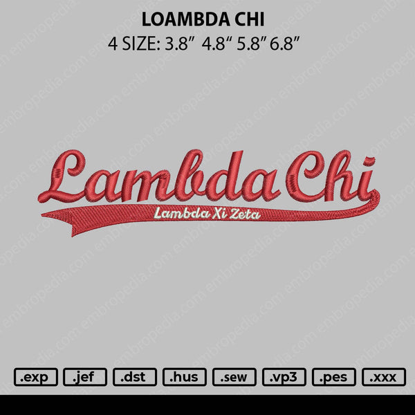 Lambdi Chi Embroidery File 4 size