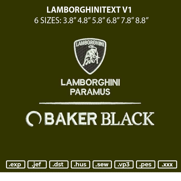 Lamborghinitext V1 Embroidery File 6 sizes