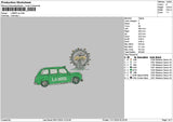 Car Green 1124 Embroidery File 6 sizes